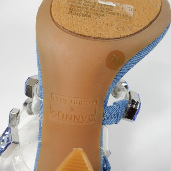 Gianni Bini x DANNIJO Bianca SANDALS Size 7 Blue Denim Jewel Embellished NEW - Picture 11 of 12
